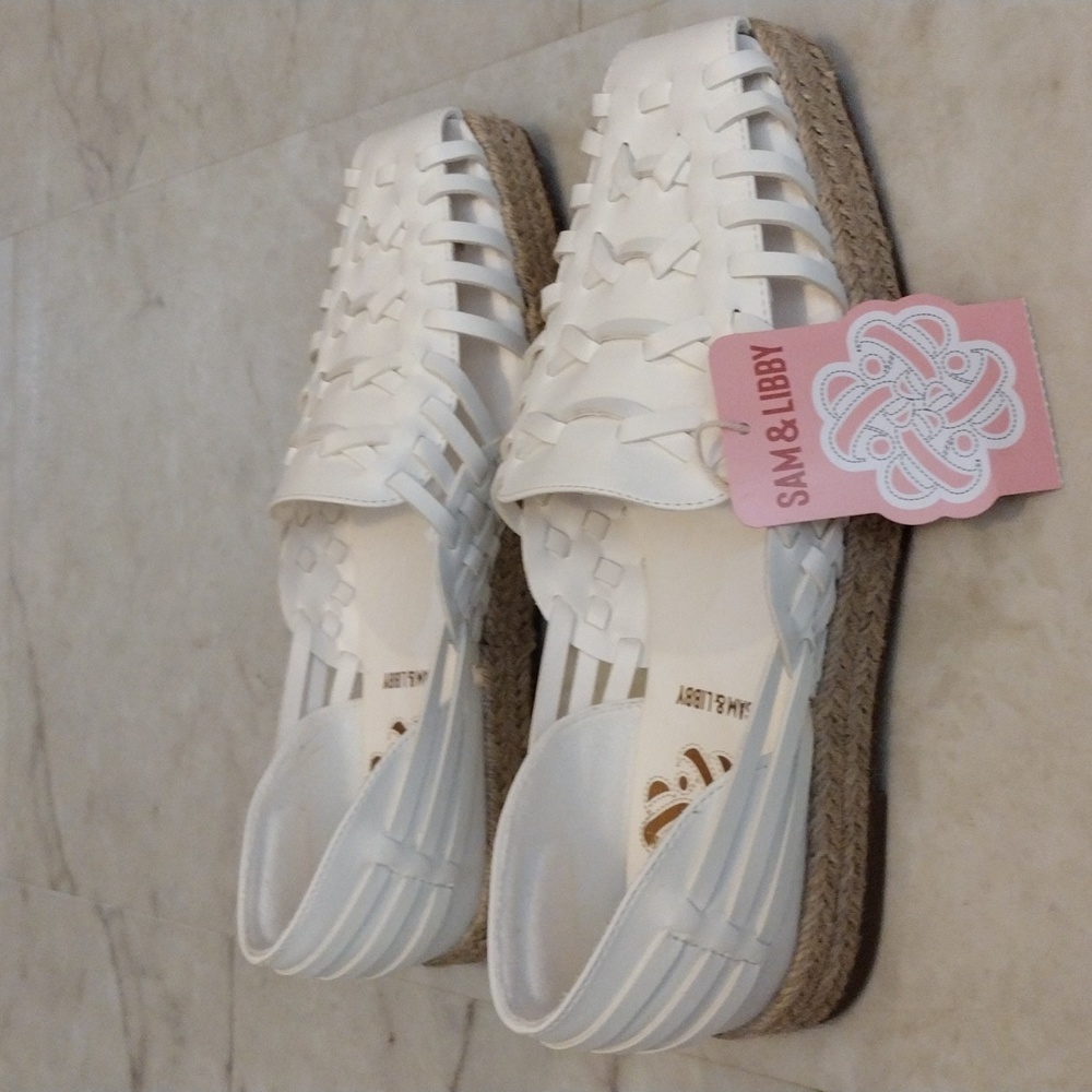 Sam & Libby Cream Woven Espadrille Loafers - Picture 2 of 8